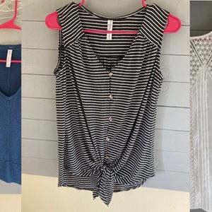 Size small stripped tank top. With gold buttons
